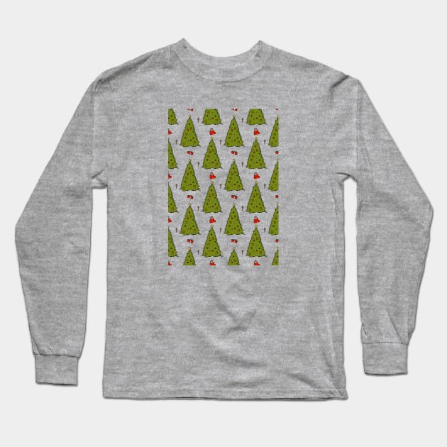 Christmas Trees Pattern Long Sleeve T-Shirt by ellenhenryart